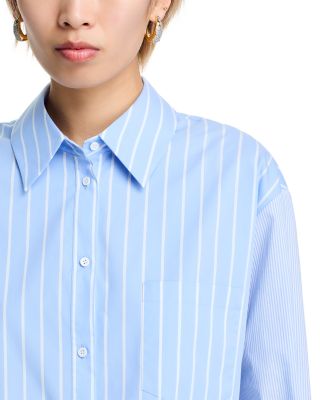 Cropped Striped Poplin Shirt