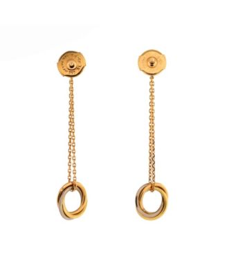 Trinity Diamond Drop Earrings 18K Tricolor Gold