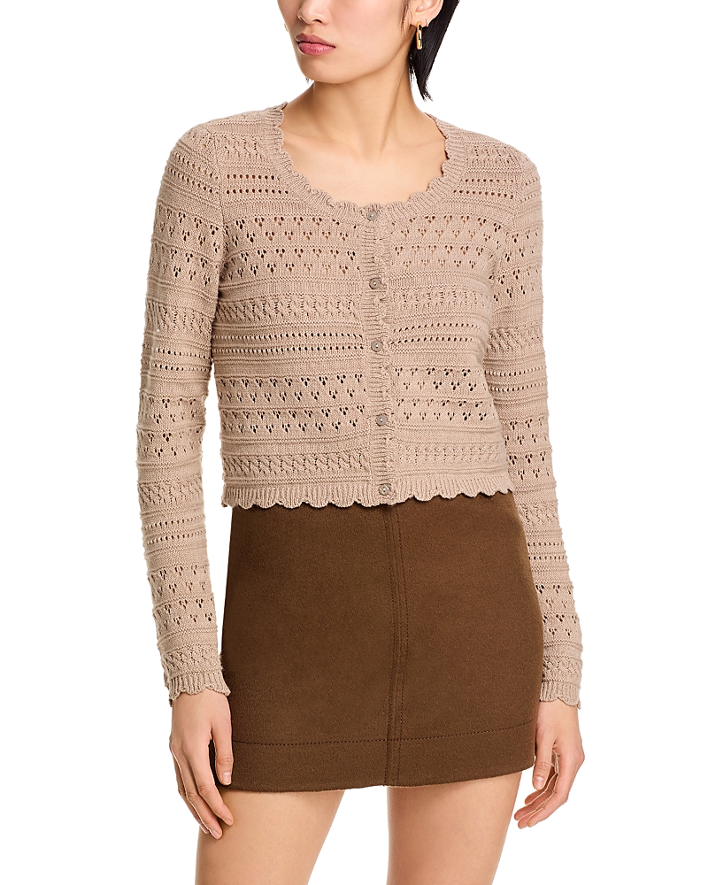 AQUA SCOOP NECK CARDIGAN - EXCLUSIVE