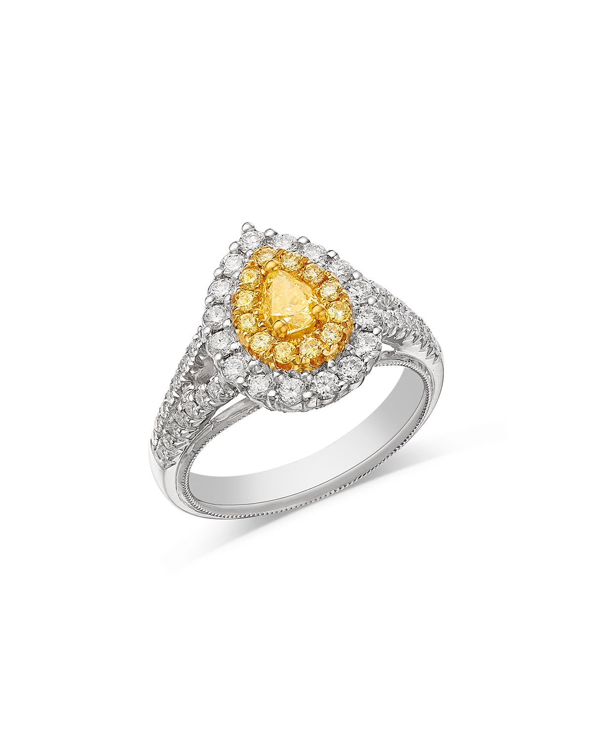 Bloomingdale's Fine Collection Yellow & White Diamond Pear Halo Ring