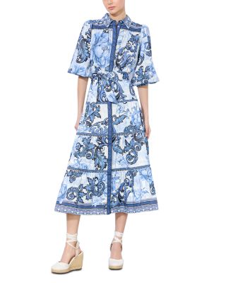 Geneva Printed Tiered Blouson Sleeve Dress