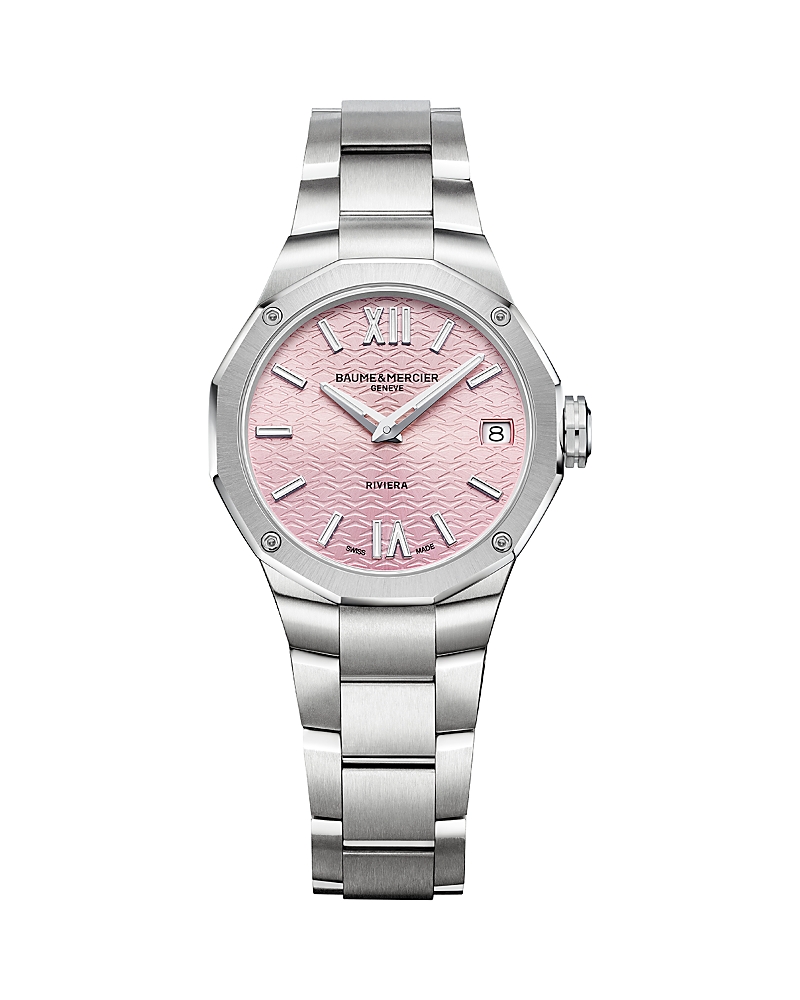 Shop Baume & Mercier Riviera Watch, 33mm In Pink/silver