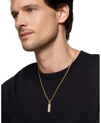 Men's Streamline Inlay Amulet in 18K Yellow Gold with Black Onyx and Diamonds, 30.7mm