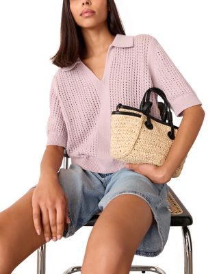 Pointelle Collar Detail Knit Sweater