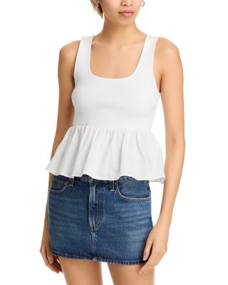 AQUA - Peplum Poplin Tank - Exclusive