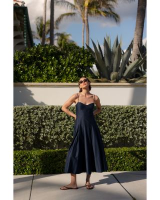 Sateen Pleated Midi Dress