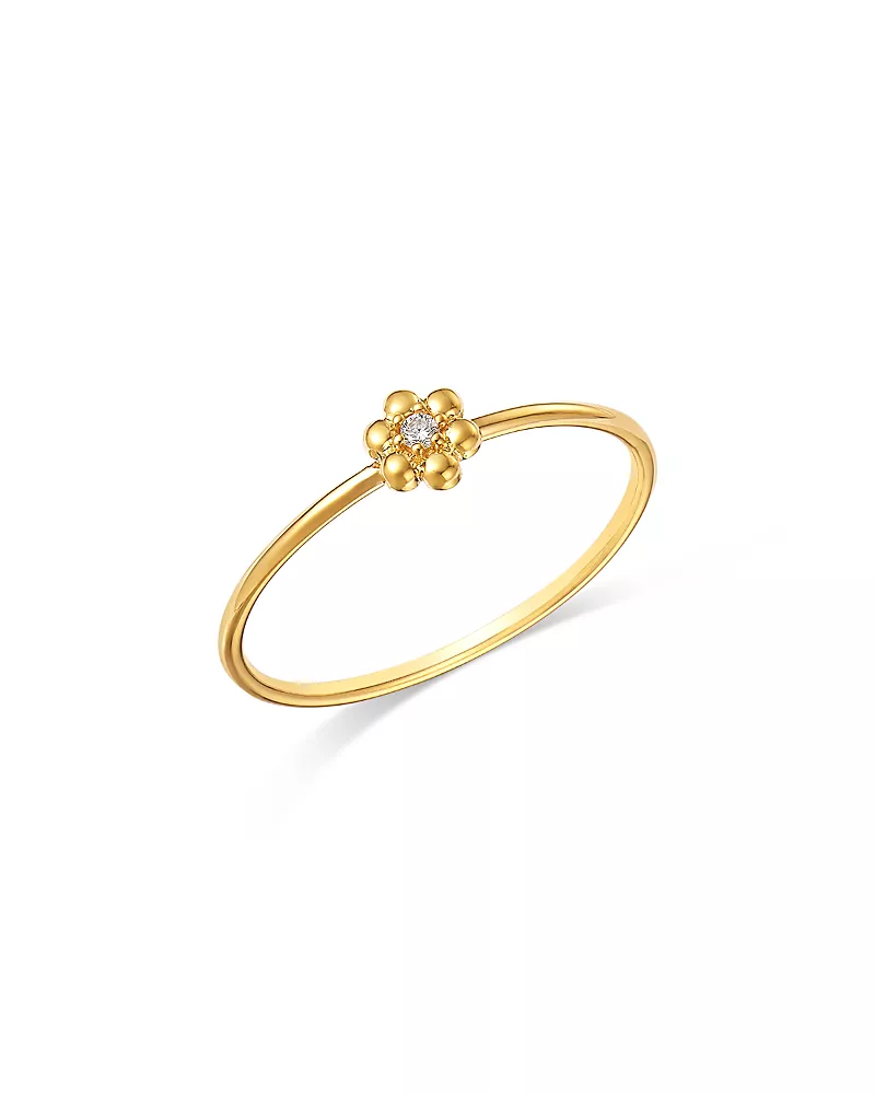 Zoe Chicco 14K Yellow Gold Prong Diamonds Flower Wire Ring