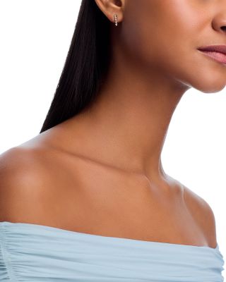 14K Yellow Gold Tennis Diamond Vertical Stud Earrings