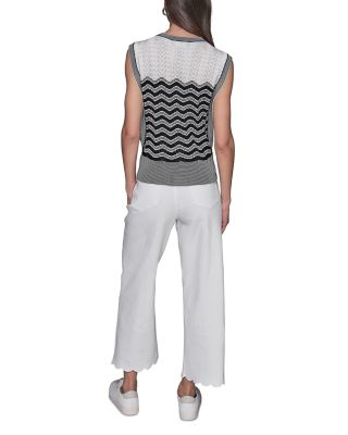 Geometric Pointelle Knit Sleeveless Sweater
