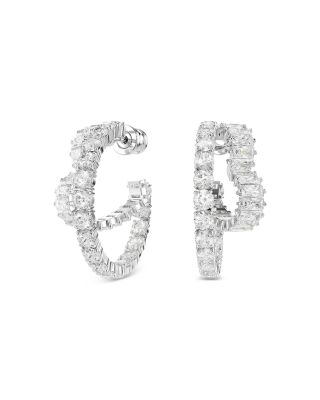 Swarovski - Matrix Crystal Round & Heart Double Row Hoop Earrings in Rhodium Plated