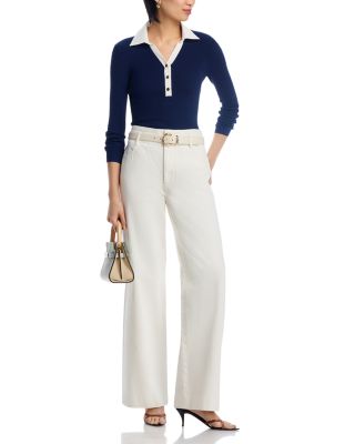 Long Sleeve Collared V Neck Top