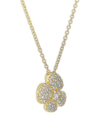 18K Yellow Gold Ischia Diamond Clover Pendant Necklace, 16"-18"