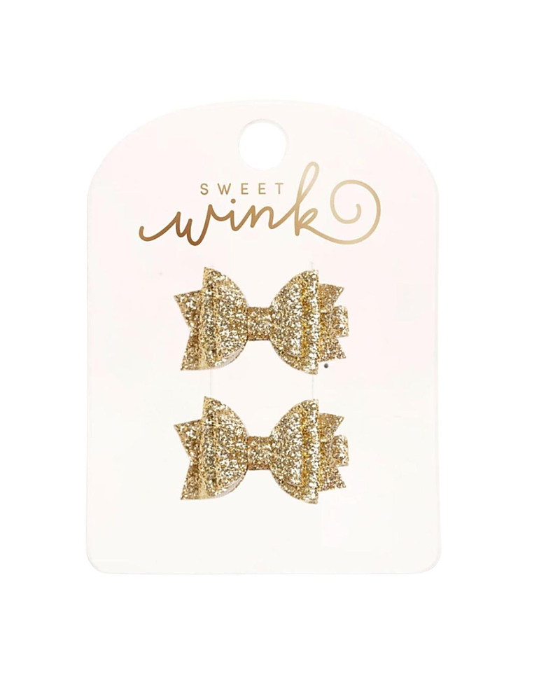 Shop Sweet Wink Girls' Glitter Bow Clip Set - Little Kid, Big Kid In Gold