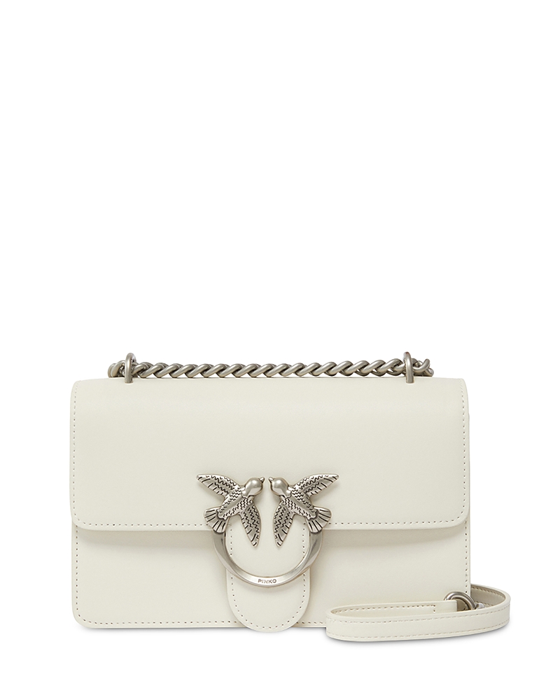Shop Pinko Love One Mini Crossbody In White/old Silver