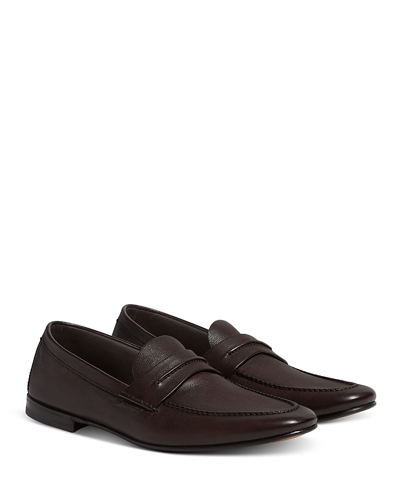 Zegna Natural Grain Leather Mocassin Loafers