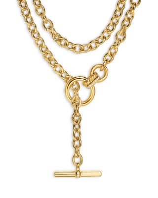 David Yurman - DY Mercer&reg; Double Row Toggle Chain Necklace in 18K Yellow Gold with Diamonds, 8mm Double Row Toggle Chain Necklace in 18K Yellow Gold with Diamonds, 8mm