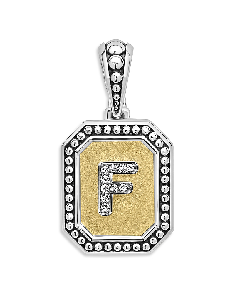 Lagos Signature Caviar Sterling Silver & 18K Yellow Gold Octagon Diamond A Initial Charm, 0.05 tcw