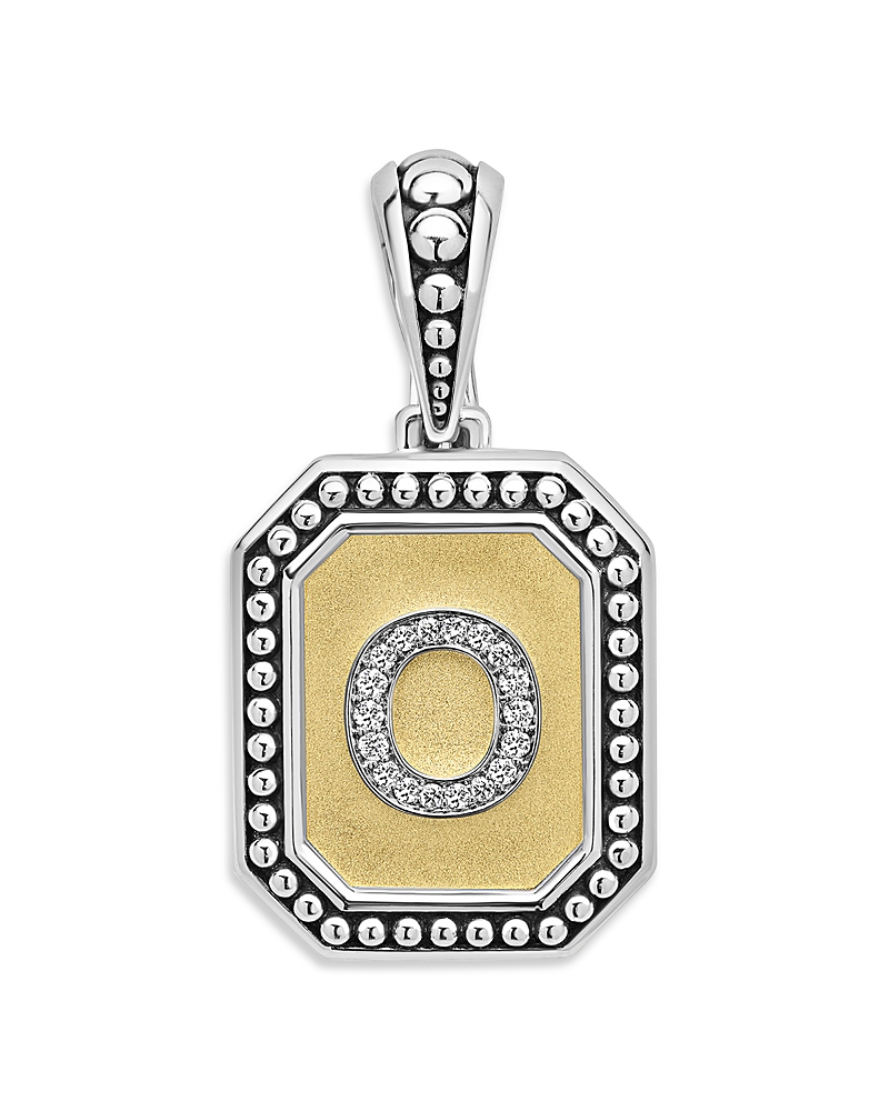 Lagos Signature Caviar Sterling Silver & 18K Yellow Gold Octagon Diamond A Initial Charm, 0.05 tcw · OS