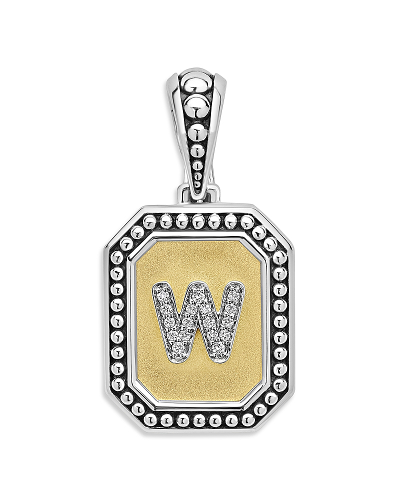 Lagos Signature Caviar Sterling Silver & 18K Yellow Gold Octagon Diamond A Initial Charm, 0.05 tcw · OS