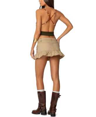 Beaded Deep Cowl Neck Backless Top