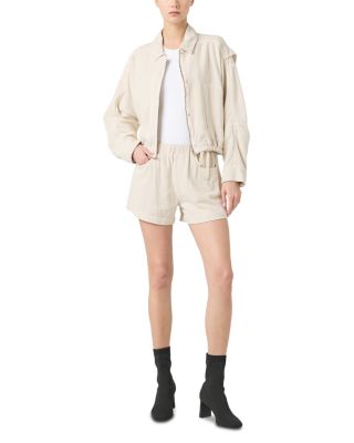 Zippered Drawstring Hem Jacket