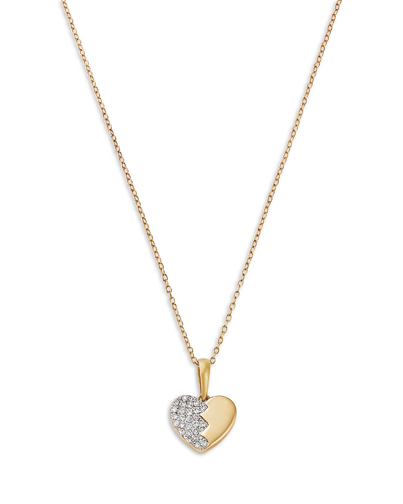 Bloomingdale's Fine Collection Diamond Pave Heart Pendant Necklace In 14k Yellow Gold, 0.12 Ct. T. W.