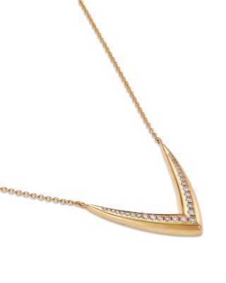 Diamond Chevron Necklace in 14K Yellow Gold, 0.30 tcw