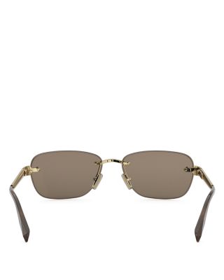 Tubogas Gold Rectangular Sunglasses, 55mm