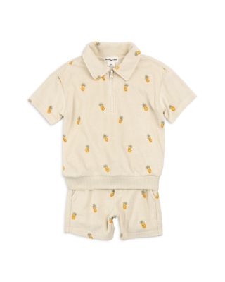 Miles The Label Boys' Pineapple Print Terry Short Sleeve Top & Shorts Set - Baby