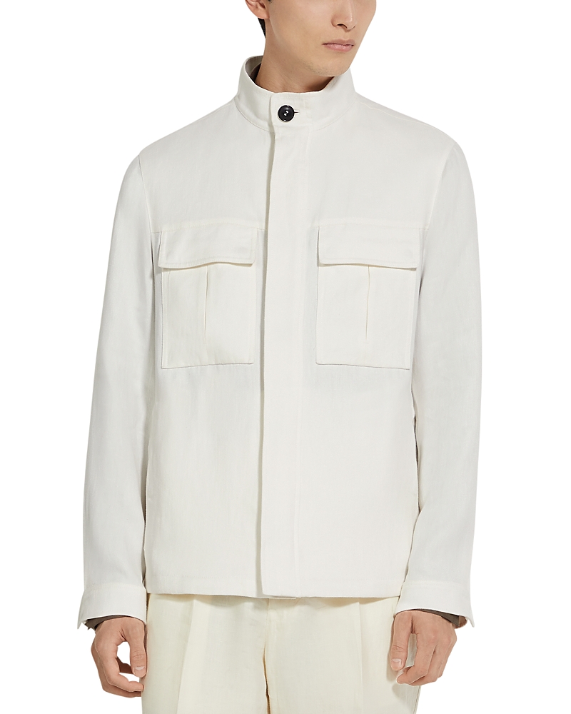 Shop Zegna Oasi Lino Regular Fit Linen Field Jacket In White