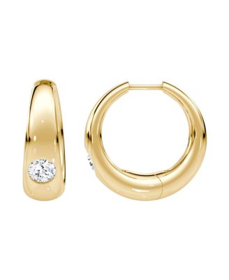  Petite Dome Hoop in 14K Yellow Gold, 0.20ctw Round Brilliant Lab Created Diamonds
