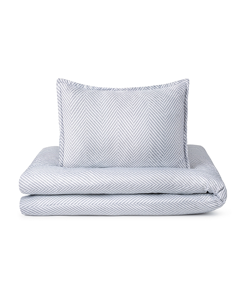 Domani Home Leze Blue 3 Piece Crib Duvet Set In Pouch In Blue And White
