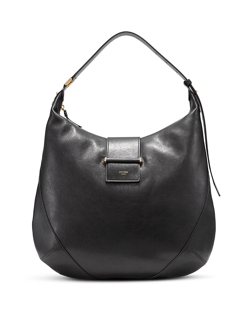 Jimmy Choo Bar Hobo Bag In Black/brushed Gold