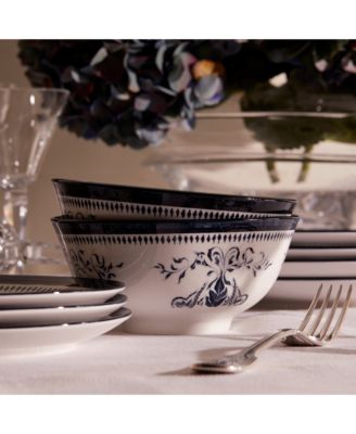 Et Cie Bruges Blue Porcelain 16 Piece Dinnerware Set, Service for 4