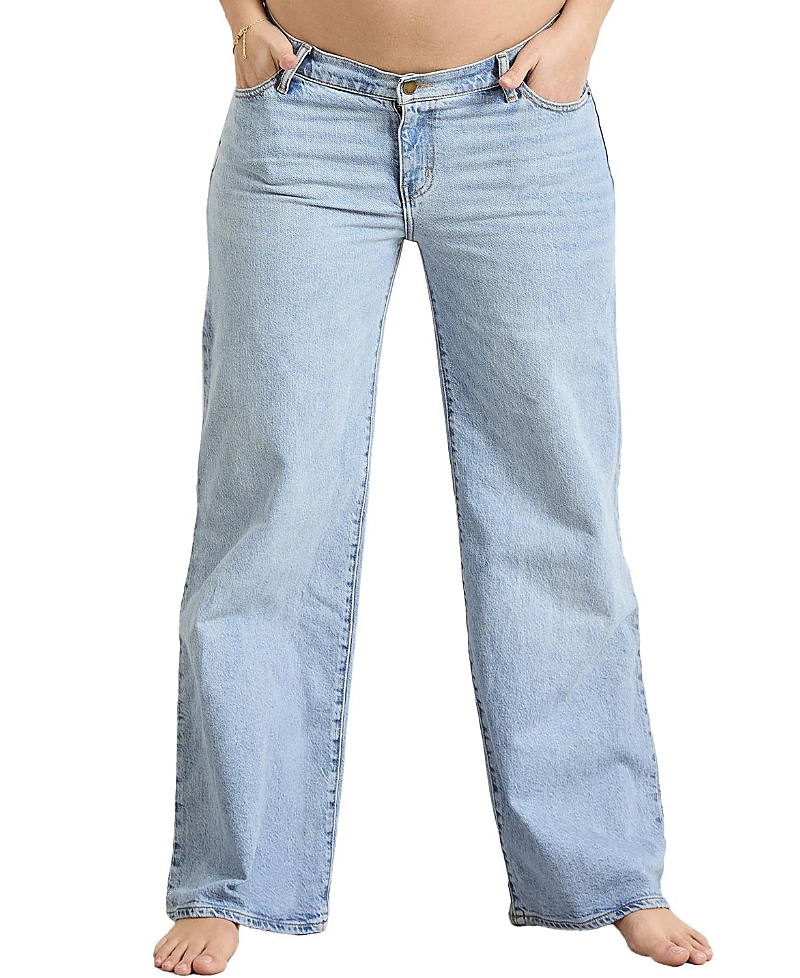 Hatch Collection Under the Bump Relaxed Wide Leg Maternity Jean in Light Wash