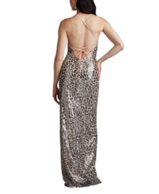 Koda Animal Sequin Halter Gown