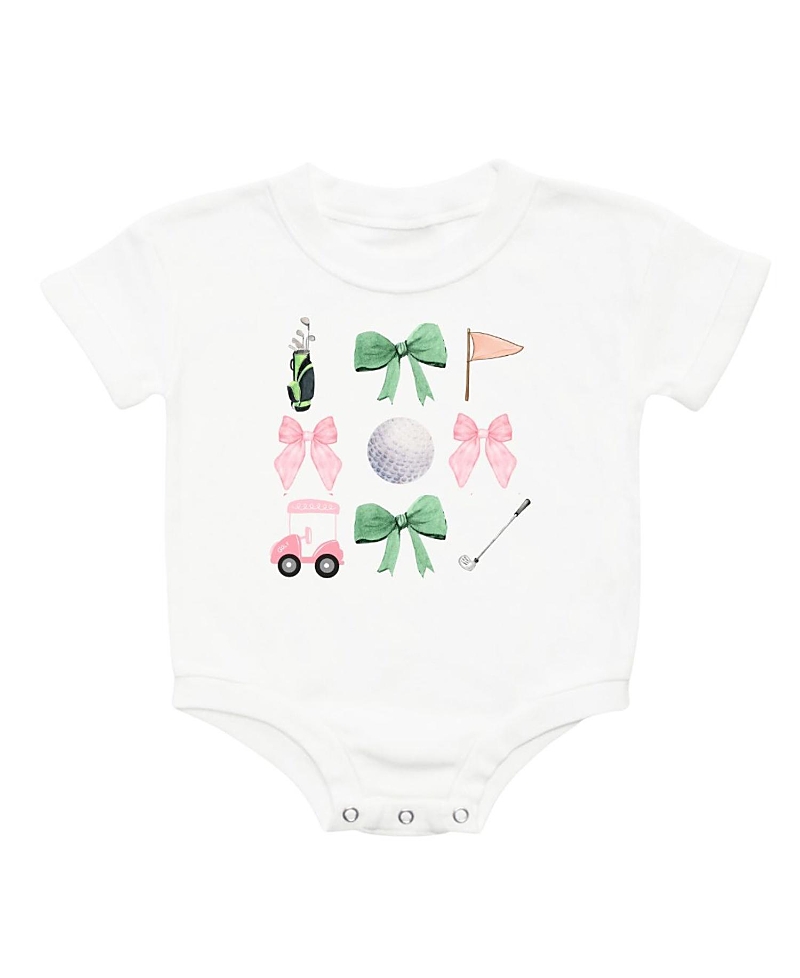 Sweet Wink Girls' Coquette Golf Girl Short Sleeve Romper - Baby In White