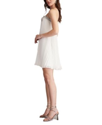 Jemny Pleated Chiffon Trapeze Mini Dress