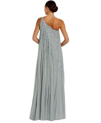 One Shoulder Embellished Trapeze A Line Gown