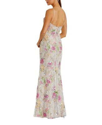  Floral Embellished Sleeveless Bustier Gown