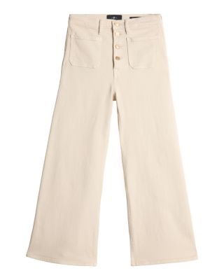 Ultra High Rise Cropped Flare Jeans in Creme