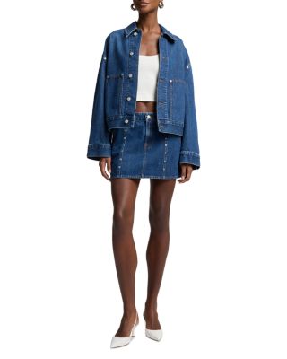 Milly Studded Denim Skirt