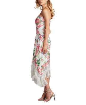 Brette Floral Print Tassel Fringe Midi Dress