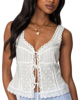 Edikted Fiore Eyelet Tie Front Top | Bloomingdale's Women