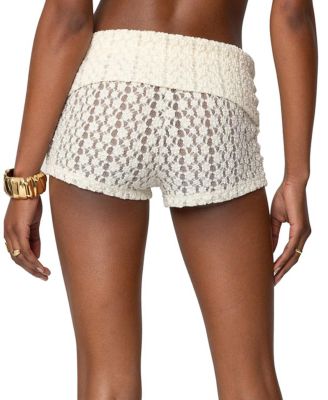Rye Sheer Textured Fold Over Shorts
