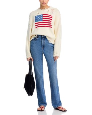 Oversized Cropped American Flag Sweater