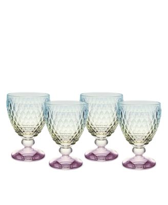 Boston Pearl Crystal Red Wine Glasses, Set of 4