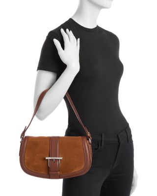 T-Bar Suede & Leather Satchel Shoulder Bag