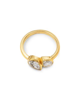 Pear Duo Bezel Set Lab Grown Diamond Ring in 14K Yellow Gold, 1.75 tcw