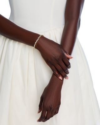 Heart Alternating Lab Grown Diamond Tennis Bracelet in 14K Yellow Gold, 7.6 tcw